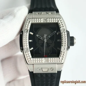 Hublot Spirit of Big Bang Nero Teschio Orologi Replica Cinturino in Gomma Uomo Movimento Automatico Orologio Clone 1:1