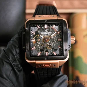 Hublot Spirit of Big Bang Oro Nero Orologi Replica Cinturino in Gomma Uomo Movimento Automatico Orologio Clone 1:1