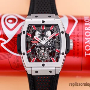 Hublot Spirit of Big Bang Red Skeleton Replica Orologi Bracciale in Gomma Uomo Movimento Automatico Orologio Clone 1:1
