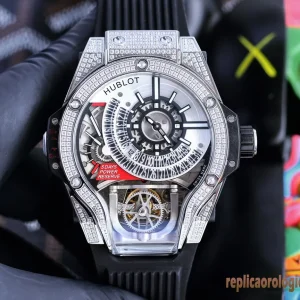 Hublot MP Diamond Black Rubber Orologi Replica Uomo Movimento Automatico Orologio Clone 1:1