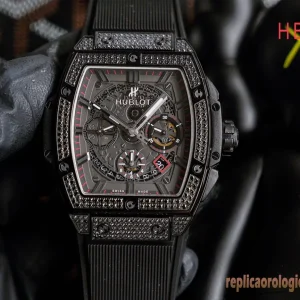 Hublot Spirit of Big Bang Black Diamond Orologi Replica Gomma Uomo Movimento Automatico Orologio Clone 1:1