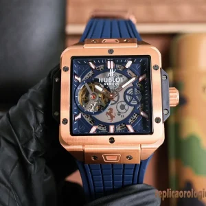 Hublot Spirit of Big Bang Blu Quadrante Orologi Replica Cinturino in Gomma Uomo Movimento Automatico Orologio Clone 1:1