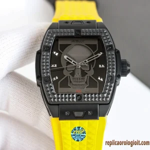 Hublot Spirit of Big Bang Skull Yellow Rubber Men Automatic Swiss Clone 1:1 Watch