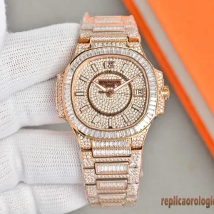 Patek Philippe Nautilus Rose Gold Diamond Replica Orologio Bracciale Uomo Movimento Automatico Orologio Clone 1:1