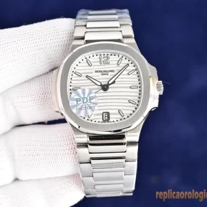 Patek Philippe Nautilus Silver Dial Replica Watches Metal Bracelet Men Automatic Movement Clone 1:1