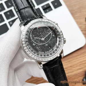 Patek Philippe Sky Moon Tourbillon Black Dial Leather Strap Men Automatic Swiss Clone 1:1
