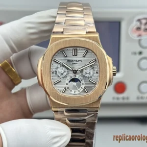 Patek Philippe Nautilus Oro Quadrante Argento Orologi Replica Bracciale Acciaio Uomo Movimento Automatico Orologio Clone 1:1