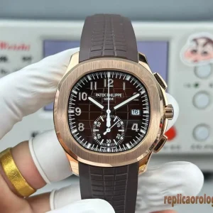 Patek Philippe Nautilus Brown Dial Rubber Strap Men Automatic Swiss Clone 1:1
