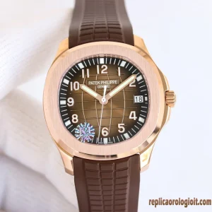 Patek Philippe Nautilus Brown Dial Rubber Strap Men Automatic Swiss Movement Clone 1:1