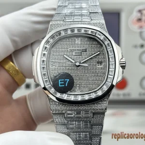 Patek Philippe Nautilus Diamond Full Ice Replica Bracciale Uomo Automatico Orologio Clone 1:1