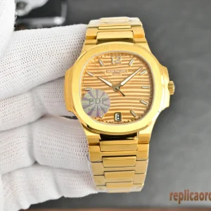 Patek Philippe Nautilus Oro Giallo Orologi Replica Bracciale Acciaio Uomo Movimento Automatico Orologio Clone 1:1