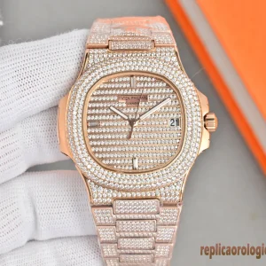 Patek Philippe Nautilus Rose Gold Diamond Replica Orologi Bracciale Uomo Movimento Automatico Orologio Clone 1:1