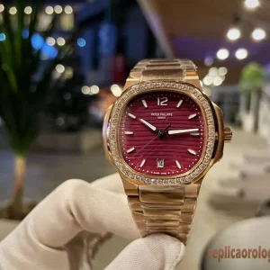 Patek Philippe Nautilus Rosa Oro Diamanti Orologi Replica Bracciale Donna Movimento Automatico Orologio Clone 1:1