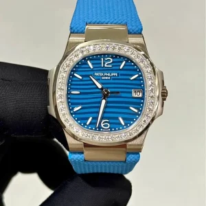 Patek Philippe Nautilus Sky Blue Orologi Replica Cinturino in Gomma Donna Movimento Automatico Orologio Clone 1:1