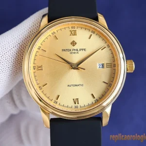 Patek Philippe Calatrava Gold Replica Watches Rubber Men Automatic Swiss Clone 1:1