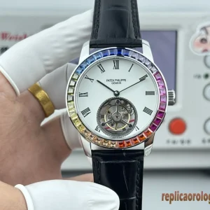 Patek Philippe Calatrava Rainbow Orologi Replica Cinturino in pelle Uomo Movimento automatico svizzero Orologio Clone 1:1