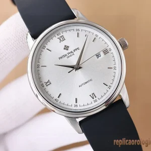 Patek Philippe Calatrava White Dial Rubber Strap Men Automatic Movement Clone 1:1