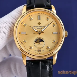 Patek Philippe Calatrava Oro Gialdo Orologi Replica Cinturino in Pelle Uomo Movimento Automatico Orologio Clone 1:1