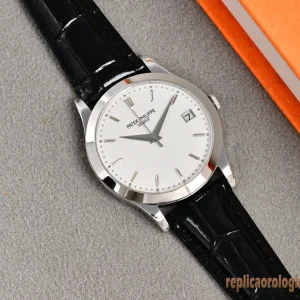 Patek Philippe Calatrava White Dial Leather Strap Men Automatic Swiss Movement Clone 1:1