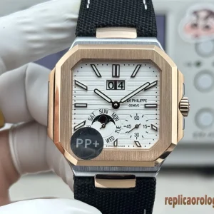 Patek Philippe Cubitus Argento Orologi Replica Cinturino in Gomma Uomo Movimento Automatico Orologio Clone 1:1