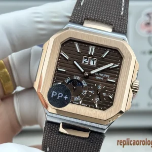 Patek Philippe Cubitus Marrone Orologi Replica Cinturino in Tessuto Uomo Movimento Automatico Orologio Clone 1:1