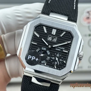 Patek Philippe Cubitus Nero Orologi Replica Cinturino in Gomma Uomo Movimento Automatico Orologio Clone 1:1
