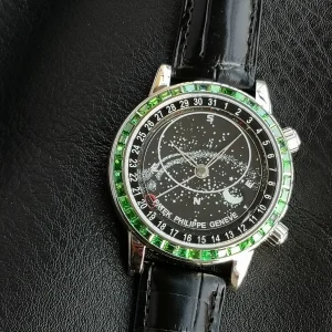 Patek Philippe Grand Complications Black Dial Replica Leather Strap Automatic Swiss Clone 1:1