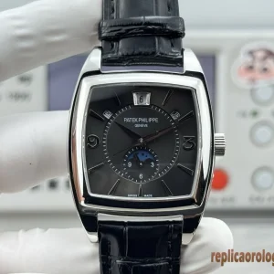 Patek Philippe Gondolo Nero Orologi Replica Cinturino in Pelle Uomo Movimento Automatico Orologio Clone 1:1