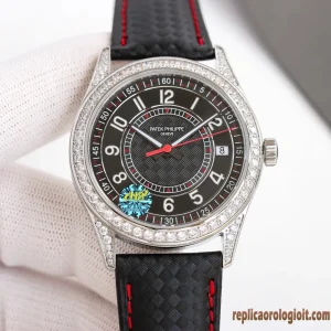 Patek Philippe Nautilus Black Diamond Leather Replica Men Automatic Swiss Clone 1:1