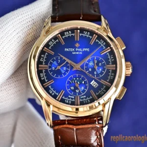 Patek Philippe Grand Complications Blue Dial Leather Strap Men Automatic Swiss Clone 1:1