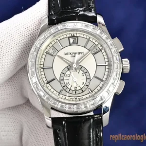 Patek Philippe Grand Complications White Diamond Replica Leather Men Automatic Swiss Clone 1:1