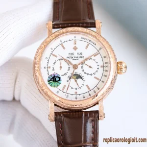 Patek Philippe Grand Complications Quadrante Bianco Orologi Replica Cinturino in Pelle Uomo Movimento Automatico Orologio Clone 1:1