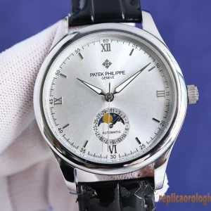 Patek Philippe Calatrava Argento Orologi Replica Cinturino in Pelle Uomo Movimento Automatico Orologio Clone 1:1