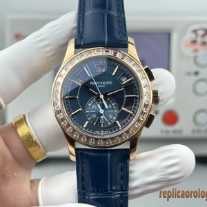 Patek Philippe Grand Complications Black Dial Diamond Replica Leather Men Automatic Swiss Clone 1:1