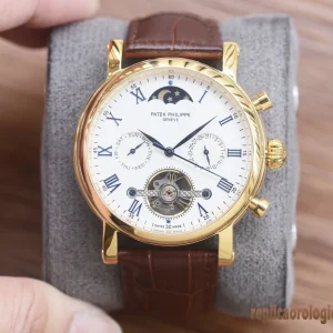 Patek Philippe Grand Complications Bianco Orologi Replica Cinturino in Pelle Uomo Movimento Automatico Orologio Clone 1:1