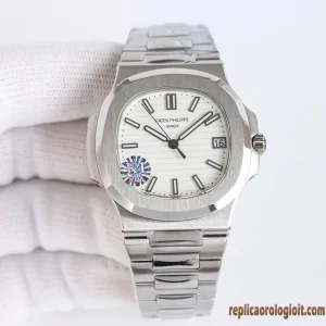 Patek Philippe Nautilus White Dial Metal Bracelet Men Automatic Swiss Clone 1:1 Watch