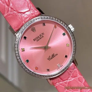 Rolex Cellini Rosa Orologi Replica Cinturino in Pelle Donna Movimento Automatico Orologio Clone 1:1
