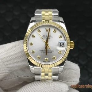 Rolex Datejust Oro e Acciaio Quadrante Argento Orologi Replica Bracciale in Metallo Donna Movimento Automatico Orologio Clone 1:1
