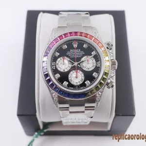 Rolex Daytona Arcobaleno Orologi Replica Bracciale Acciaio Uomo Movimento Automatico Orologio Clone 1:1