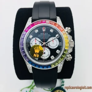 Rolex Daytona Arcobaleno Orologi Replica Cinturino in Gomma Uomo Movimento Automatico Orologio Clone 1:1