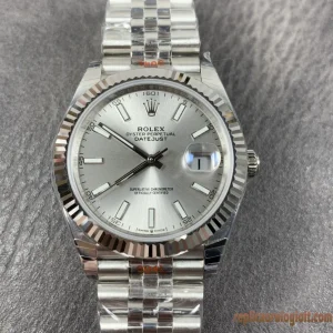 Rolex Datejust Quadrante Argento Orologi Replica Bracciale Acciaio Uomo Movimento Automatico Orologio Clone 1:1