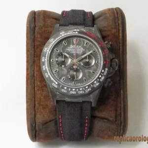 Rolex Daytona Carbonio Nero Orologi Replica Bracciale Tessuto Uomo Movimento Automatico Orologio Clone 1:1