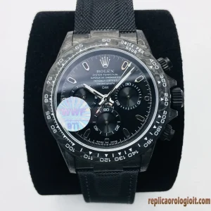 Rolex Daytona Nero Fibra di Carbonio Orologi Replica Bracciale in Gomma Uomo Movimento Automatico Orologio Clone 1:1