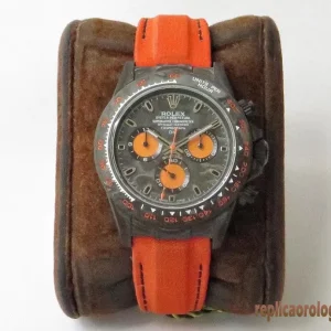 Rolex Daytona Carbonio Arancione Orologi Replica Cinturino Gomma Uomo Movimento Automatico Orologio Clone 1:1
