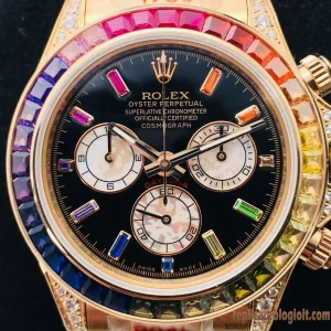 Rolex Daytona Arcobaleno Oro Rosa Orologi Replica Bracciale in Metallo Uomo Movimento Automatico Orologio Clone 1:1