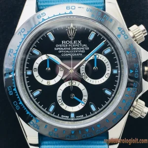 Rolex Daytona Blu Cosmograph Orologi Replica Bracciale e Cinturino NATO Uomo Movimento Automatico Orologio Clone 1:1