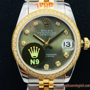 Rolex Datejust Oro e Acciaio Quadrante Verde Orologi Replica Bracciale Donna Movimento Automatico Orologio Clone 1:1