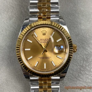 Rolex Datejust Oro e Acciaio Quadrante Champagne Orologi Replica Bracciale in Metallo Uomo Movimento Automatico Orologio Clone 1:1