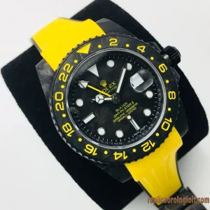 Rolex Daytona Nero Giallo Orologi Replica Cinturino in Gomma Uomo Movimento Automatico Orologio Clone 1:1