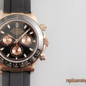Rolex Daytona Oro Rosa Orologi Replica Cinturino Gomma Uomo Movimento Automatico Orologio Clone 1:1
